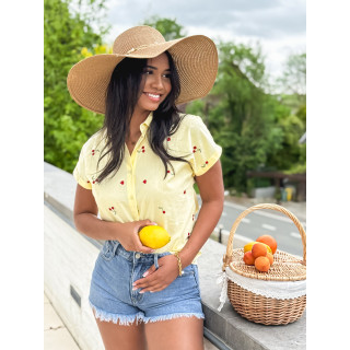 Chemise à motifs brodés Ophélina - Jaune
