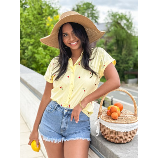 Chemise à motifs brodés Ophélina - Jaune
