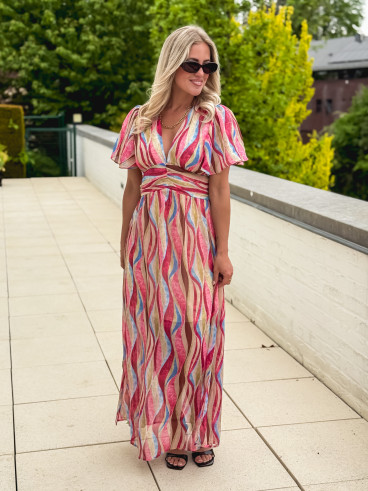 Robe à motifs Tilia - Rose/Beige