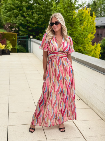 Robe à motifs Tilia - Rose/Beige