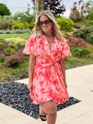 Robe courte Zayra - Rose saumon