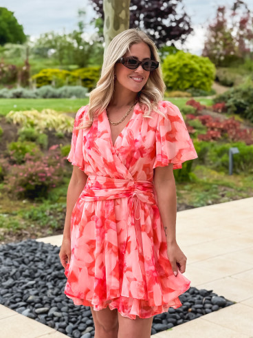 Robe courte Zayra - Rose saumon