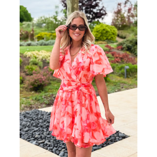 Robe courte Zayra - Rose saumon