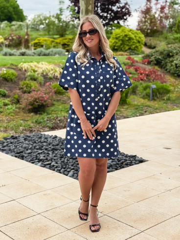 Robe à pois Zoéliane - Bleu Marine