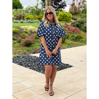 Robe à pois Zoéliane - Bleu Marine