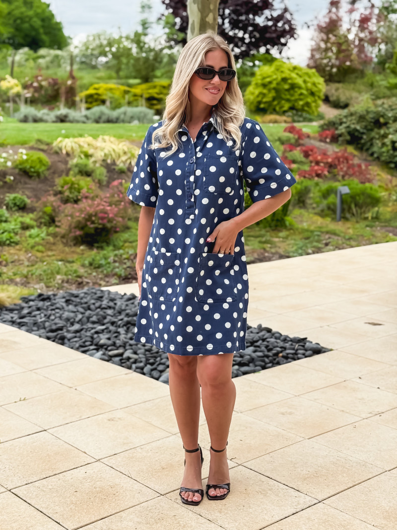 Robe à pois Zoéliane - Bleu Marine
