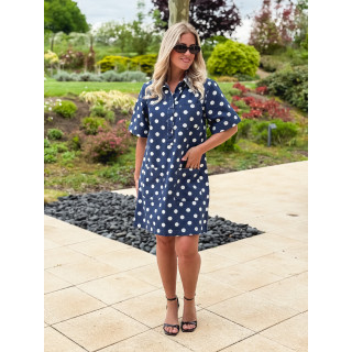 Robe à pois Zoéliane - Bleu Marine