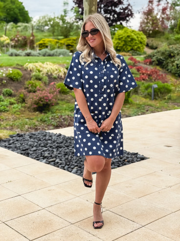 Robe à pois Zoéliane - Bleu Marine