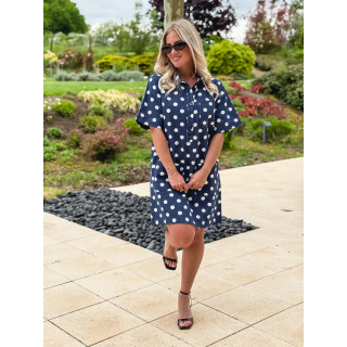Robe à pois Zoéliane - Bleu Marine