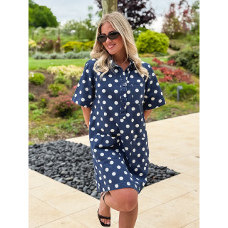 Robe à pois Zoéliane - Bleu Marine
