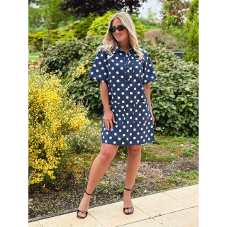 Robe à pois Zoéliane - Bleu Marine