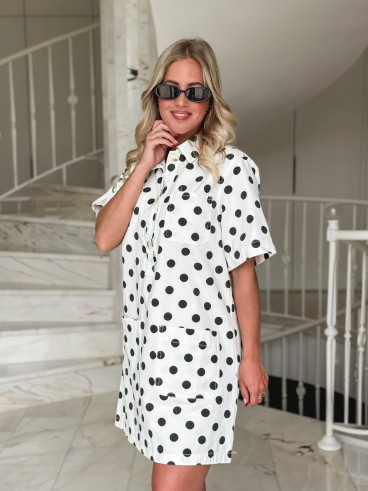Robe à pois Zoéliane - Blanc