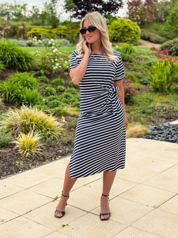 Robe lignée Amani - Blanc/Bleu marine