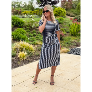 Robe lignée Amani - Blanc/Bleu marine