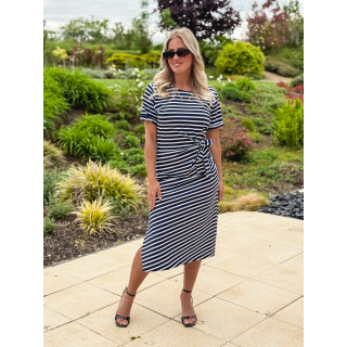 Robe lignée Amani - Blanc/Bleu marine