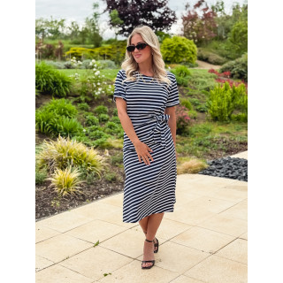 Robe lignée Amani - Blanc/Bleu marine