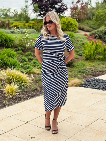 Robe lignée Amani - Blanc/Bleu marine
