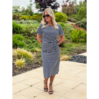 Robe lignée Amani - Blanc/Bleu marine