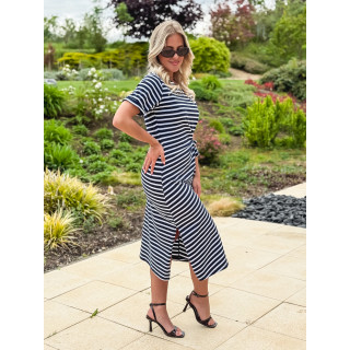 Robe lignée Amani - Blanc/Bleu marine