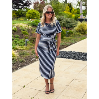 Robe lignée Amani - Blanc/Bleu marine