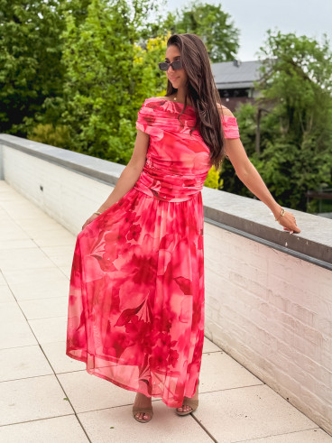 Robe longue à motifs Uliah - Rose