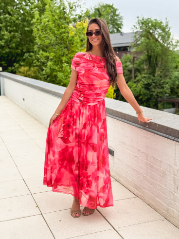 Robe longue à motifs Uliah - Rose