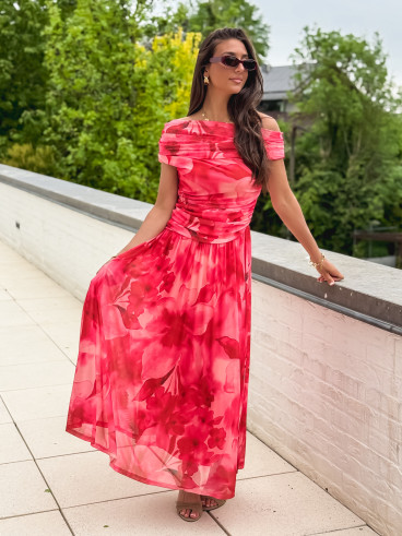 Robe longue à motifs Uliah - Rose
