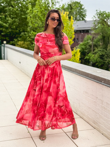Robe longue à motifs Uliah - Rose