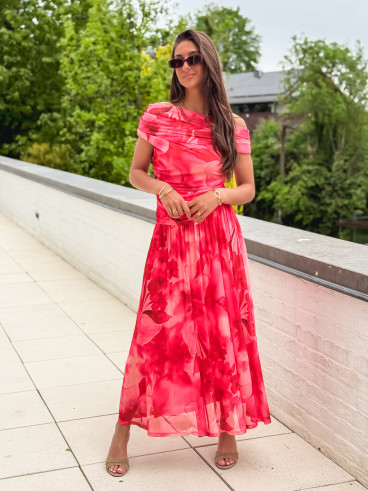 Robe longue à motifs Uliah - Rose
