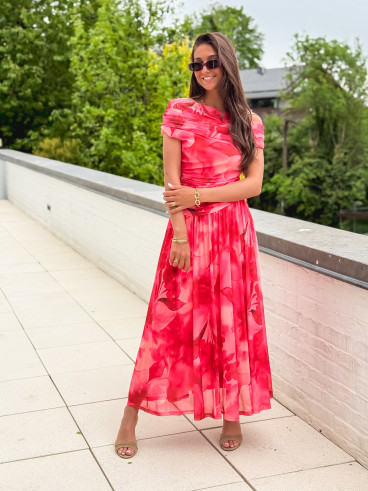 Robe longue à motifs Uliah - Rose