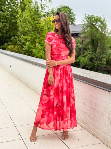 Robe longue à motifs Uliah - Rose