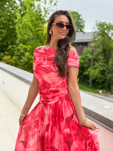 Robe longue à motifs Uliah - Rose
