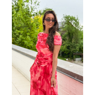 Robe longue à motifs Uliah - Rose