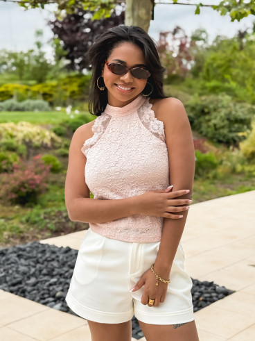 Blouse en dentelle Johanna - Rose