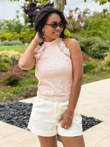 Blouse en dentelle Johanna - Rose