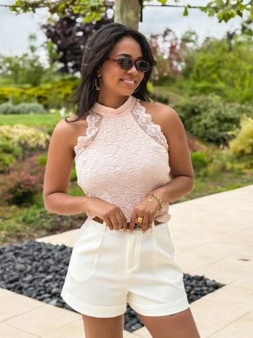 Blouse en dentelle Johanna - Rose