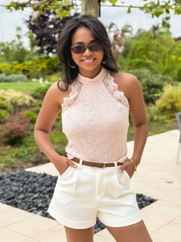 Blouse en dentelle Johanna - Rose
