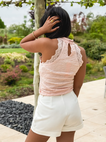 Blouse en dentelle Johanna - Rose