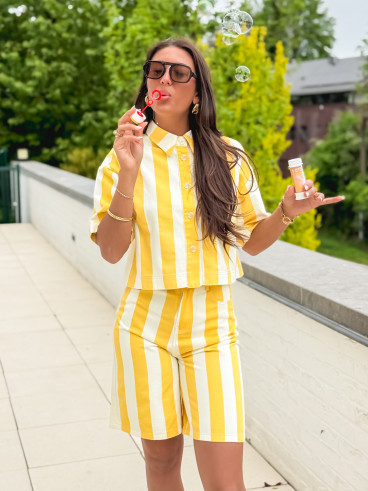 Chemise en jeans lignée Nyzara - Jaune