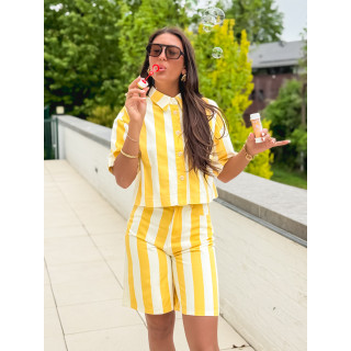 Chemise en jeans lignée Nyzara - Jaune