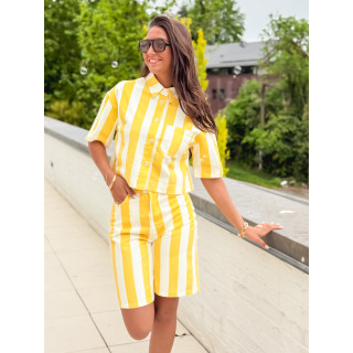 Chemise en jeans lignée Nyzara - Jaune
