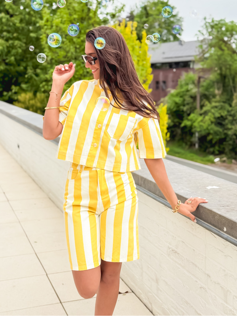 Chemise en jeans lignée Nyzara - Jaune