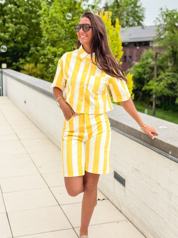 Chemise en jeans lignée Nyzara - Jaune