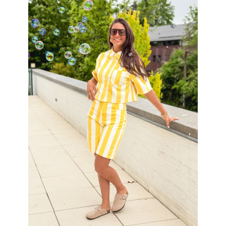Chemise en jeans lignée Nyzara - Jaune
