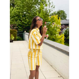 Chemise en jeans lignée Nyzara - Jaune