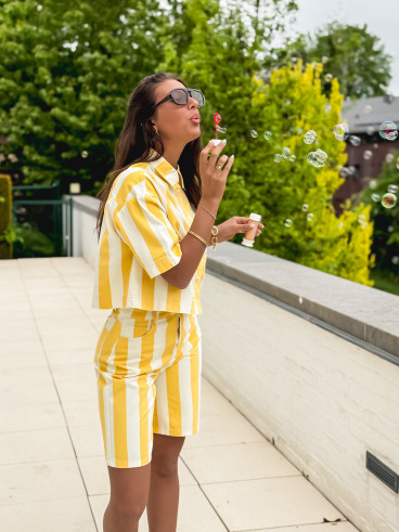 Chemise en jeans lignée Nyzara - Jaune