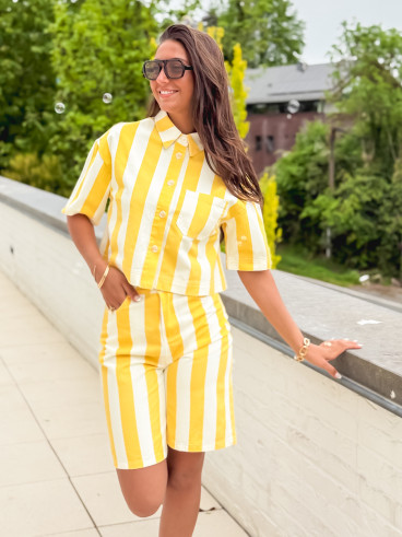 Bermuda en jeans ligné Nyzara - Jaune