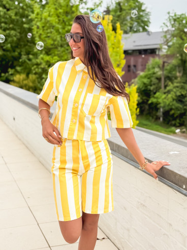 Bermuda en jeans ligné Nyzara - Jaune