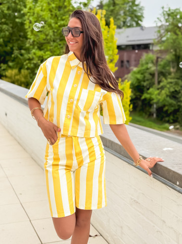 Bermuda en jeans ligné Nyzara - Jaune