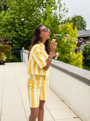 Bermuda en jeans ligné Nyzara - Jaune